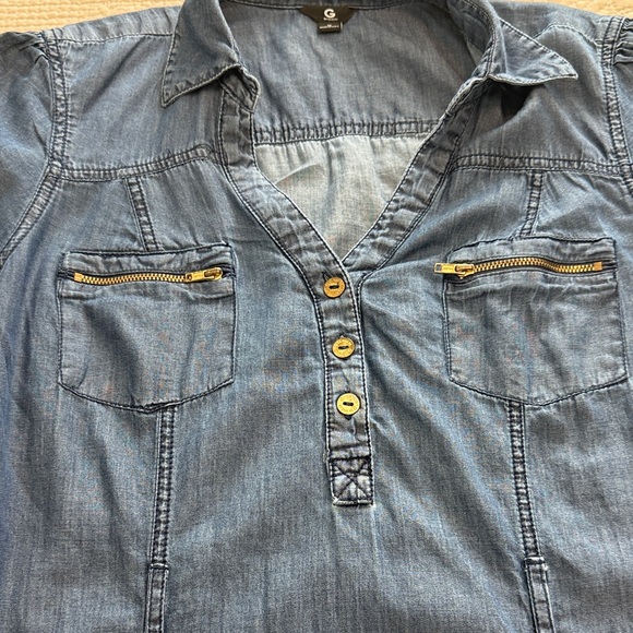 G by Guess Navy Denim Dress with Zipper Accents retro western boho✨ - Picture 7 of 10